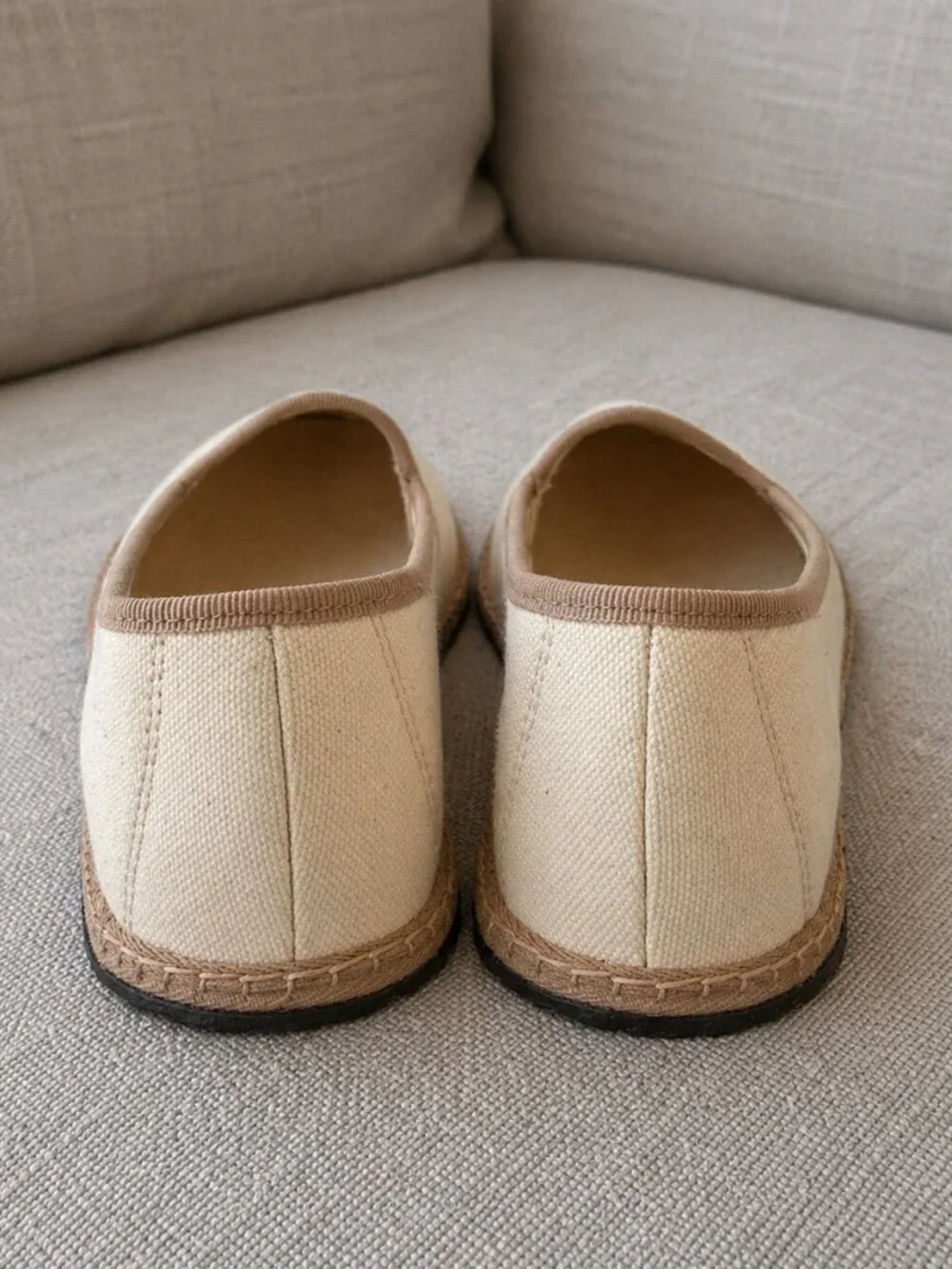pratesi resort canvas espadrille flats ecru tan size 5 made in italy